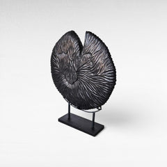 ROUND TEAK DECOR ON STAND - Chora Mykonos