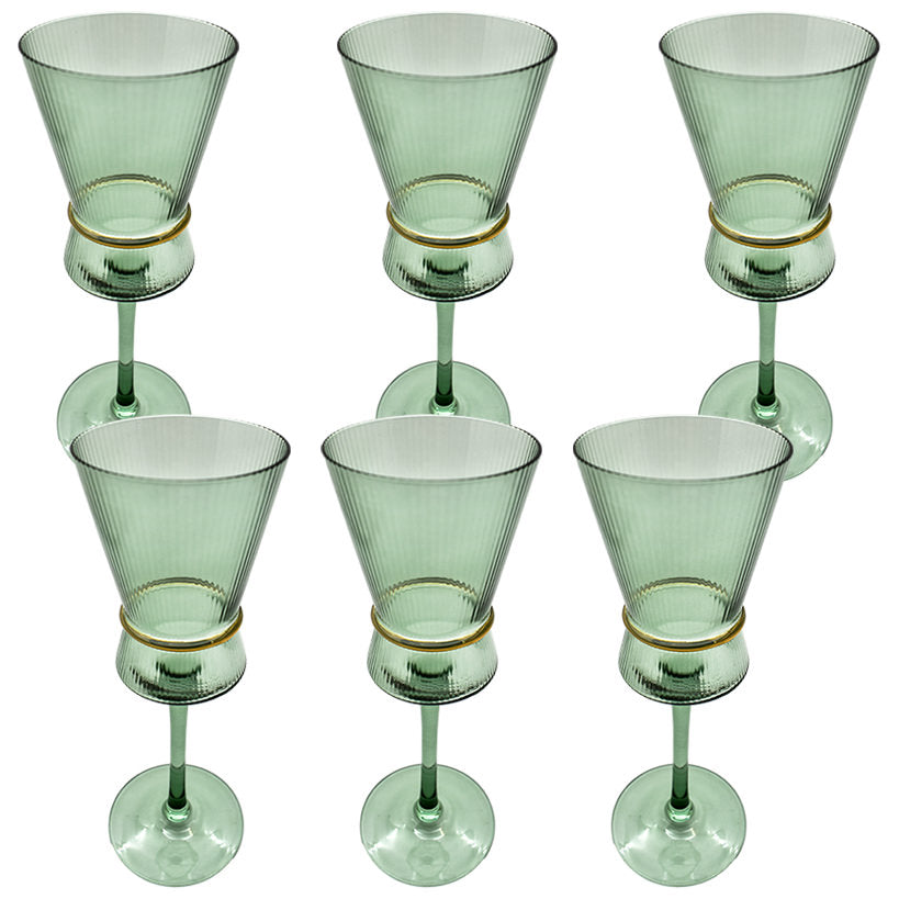 CASINO GLASSES SET OF 6 GREEN