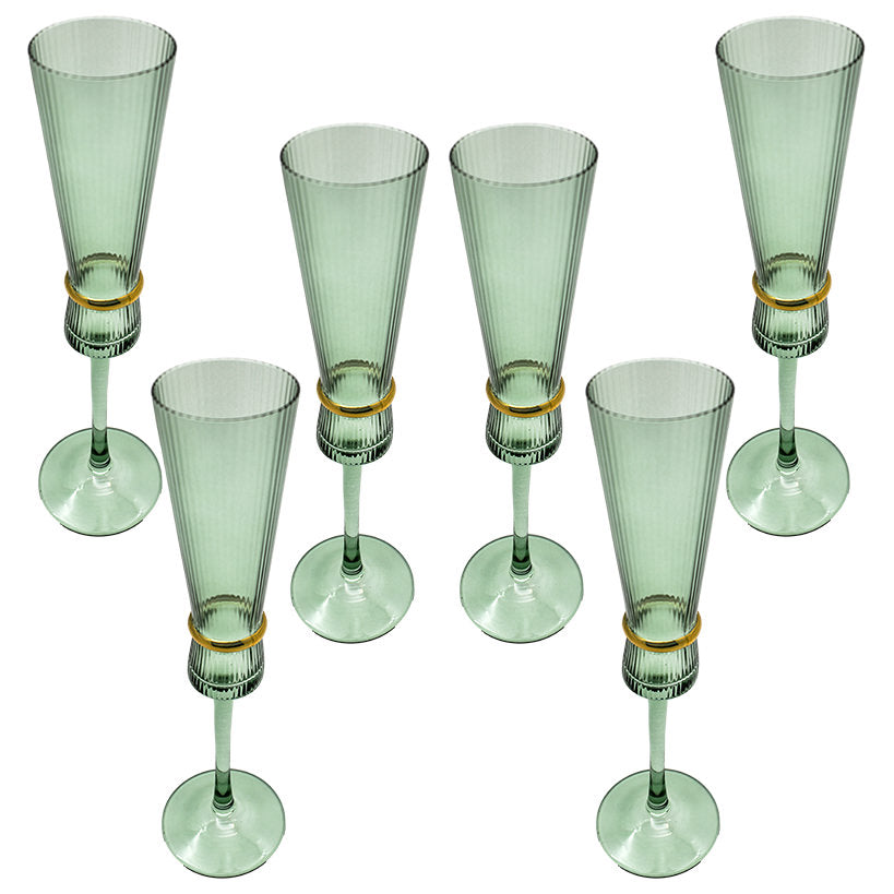 CASINO GLASSES SET OF 6 GREEN