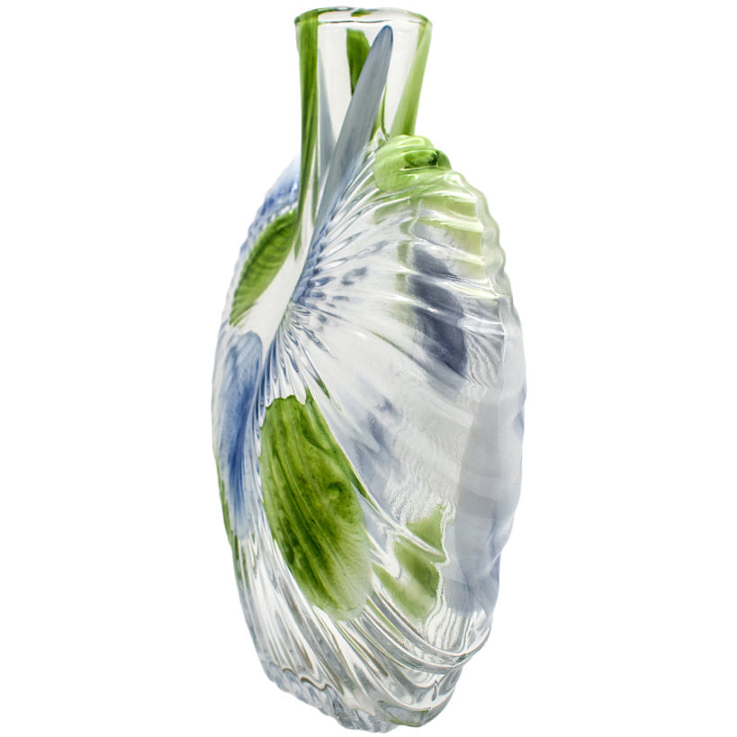 CRYSTAL VASE GREEN / BLUE PATTERN