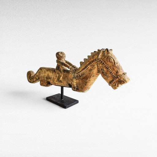 ANTIQUE WOODEN RIDER WITH STAND 90x10x40cm - Chora Mykonos