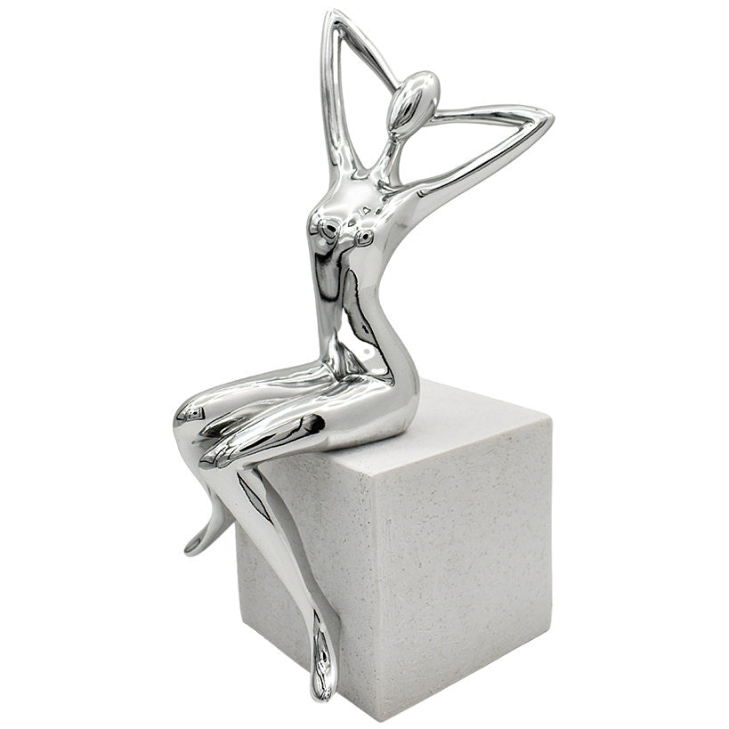 Elegance Redefined – Stunning Silver Women Figurine for Timeless Decor