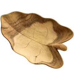 LEAF WOODEN BOWL 40cm - Chora Mykonos