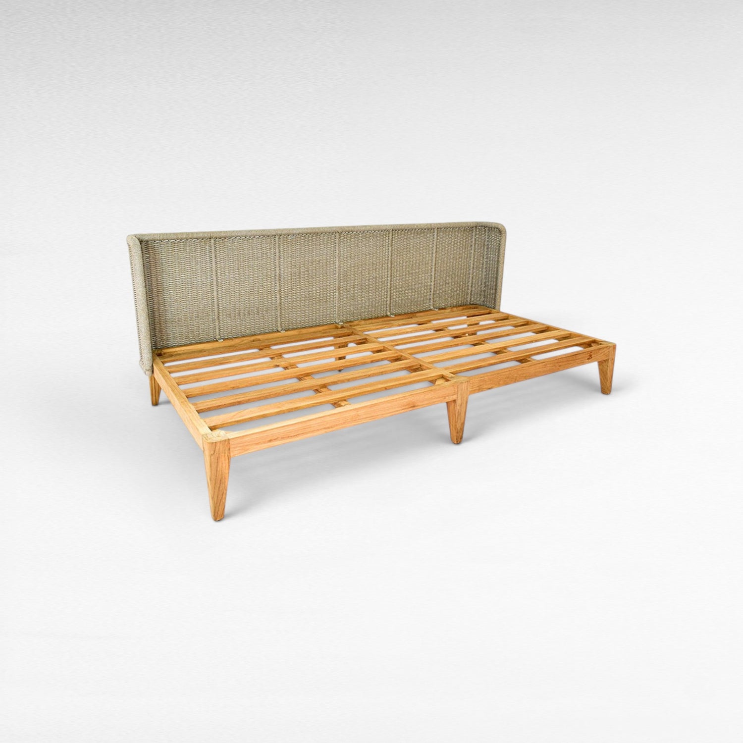 ALUMINIUM POWDER COATED ARMLESS SOFA WITH TEAK WOOD BASE