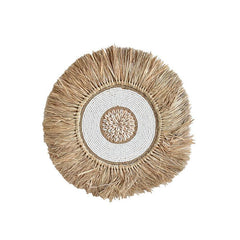 Set of 3 White Wall Deco with Beads, Shells & Grass - Chora Barefoot Luxury Living