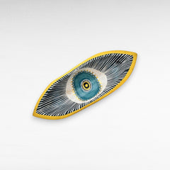 HANDPAINTED TEAK BOWL MULTICOLOR BOAT - Chora Mykonos