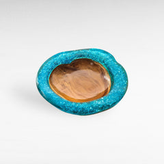 TEAK BOWL RESIN TURQUOISE 34x35x6cm - Chora Mykonos