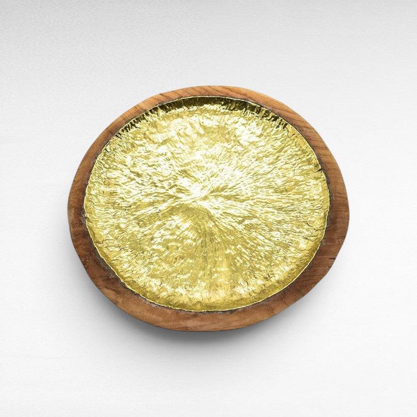 WOODEN TRAY GOLD PLATED - Chora Mykonos