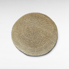 POUF NATURAL AND BLACK LINE 100cm - Chora Mykonos