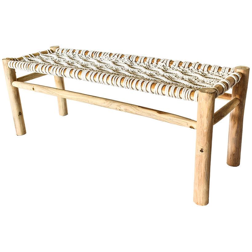 BENCH MACRAME WHITE COLOR - Chora Barefoot Luxury Living