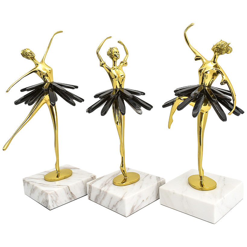 BALLERINAS WITH BLACK ONYX SET OF 3