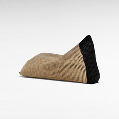 POUF ROPE NATURAL AND BLACK 150x75x70cm - Chora Mykonos
