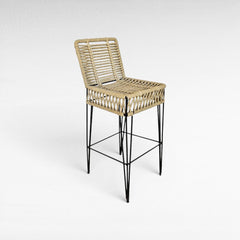 METAL & ROPE NATURAL BAR STOOL 40x50x80cm - Chora Mykonos