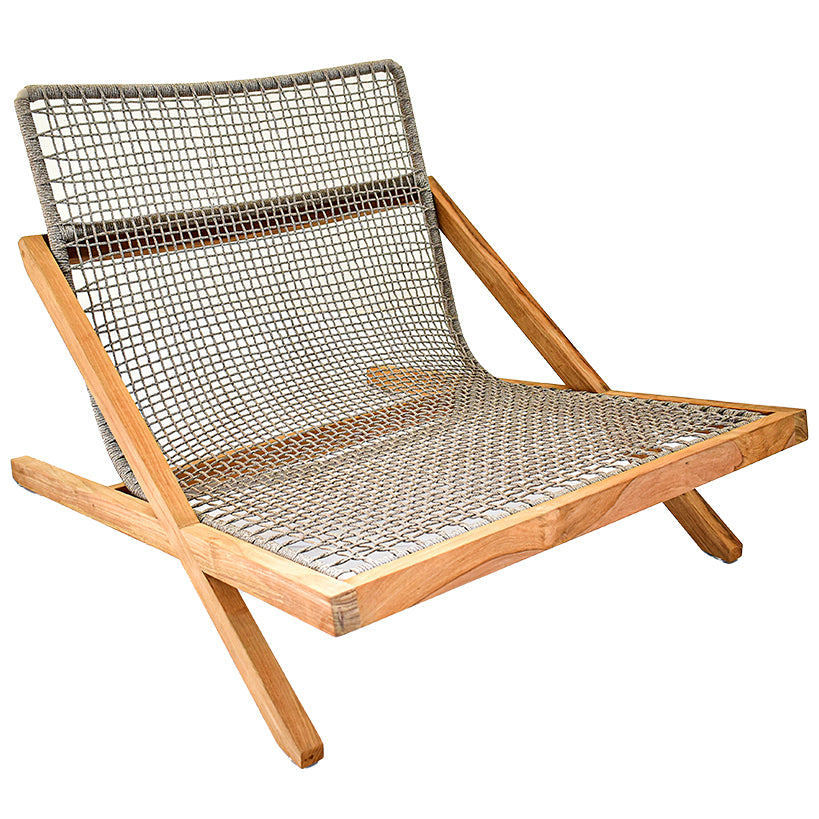 ARMLESS ALUMINIUM POWDER COATED LOUNGE CHAIR WITH TEAKWOOD BASE