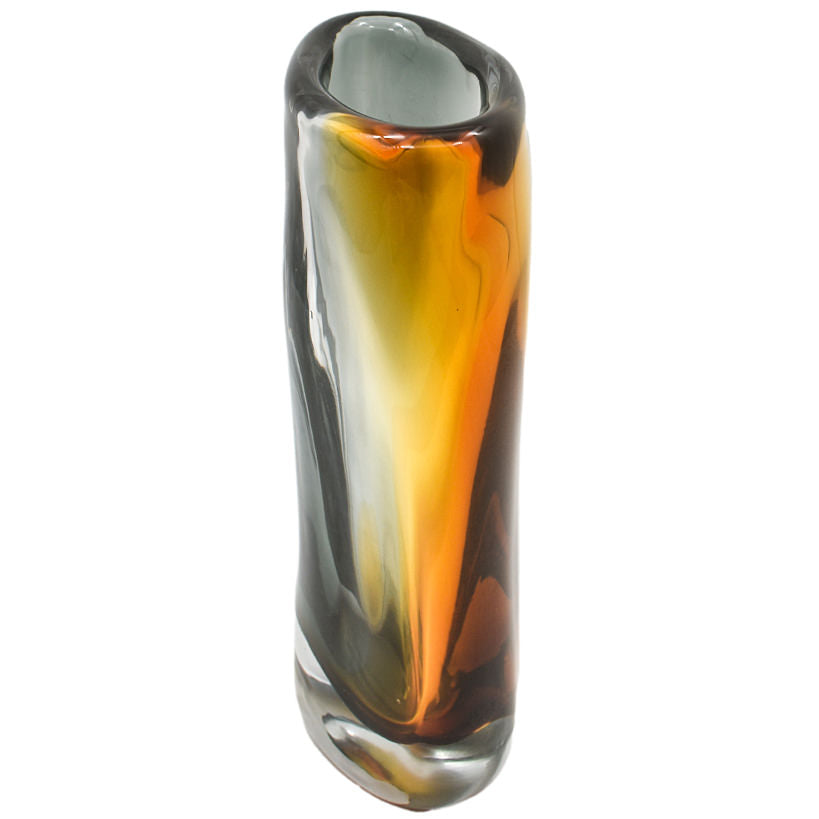 Crystal Orange / Grey Vase – Captivating Centerpiece for Modern Elegance