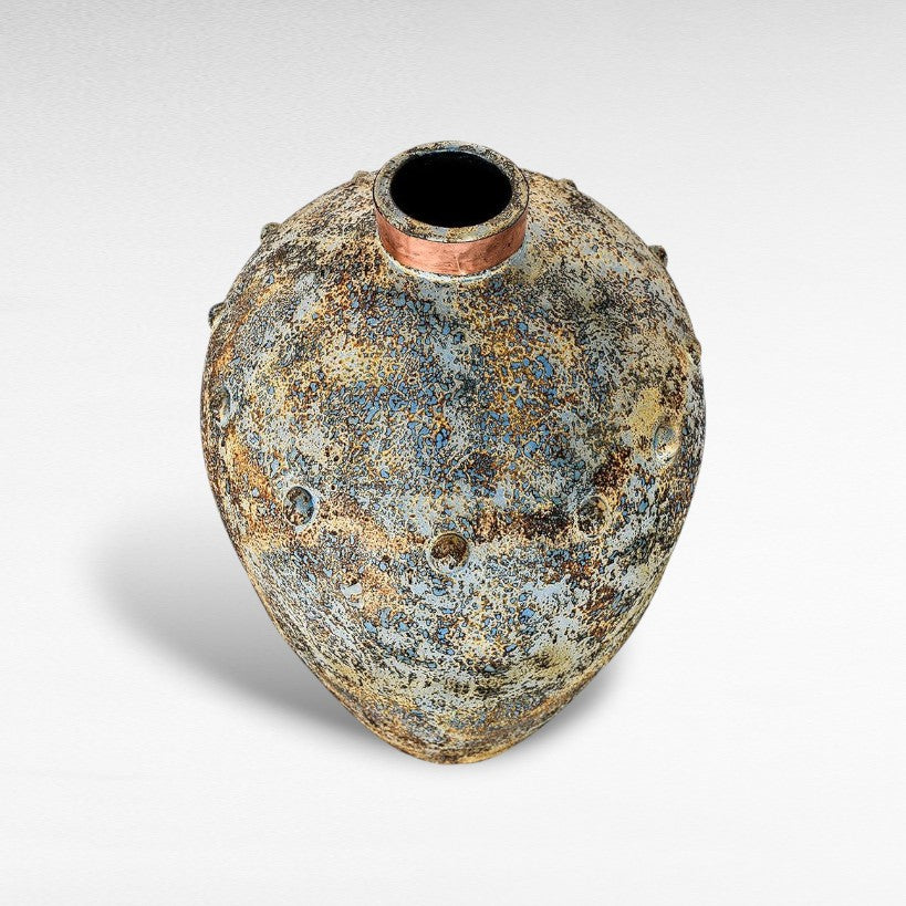 POT WITH COOPER RING 80CM CIEL - Chora Mykonos