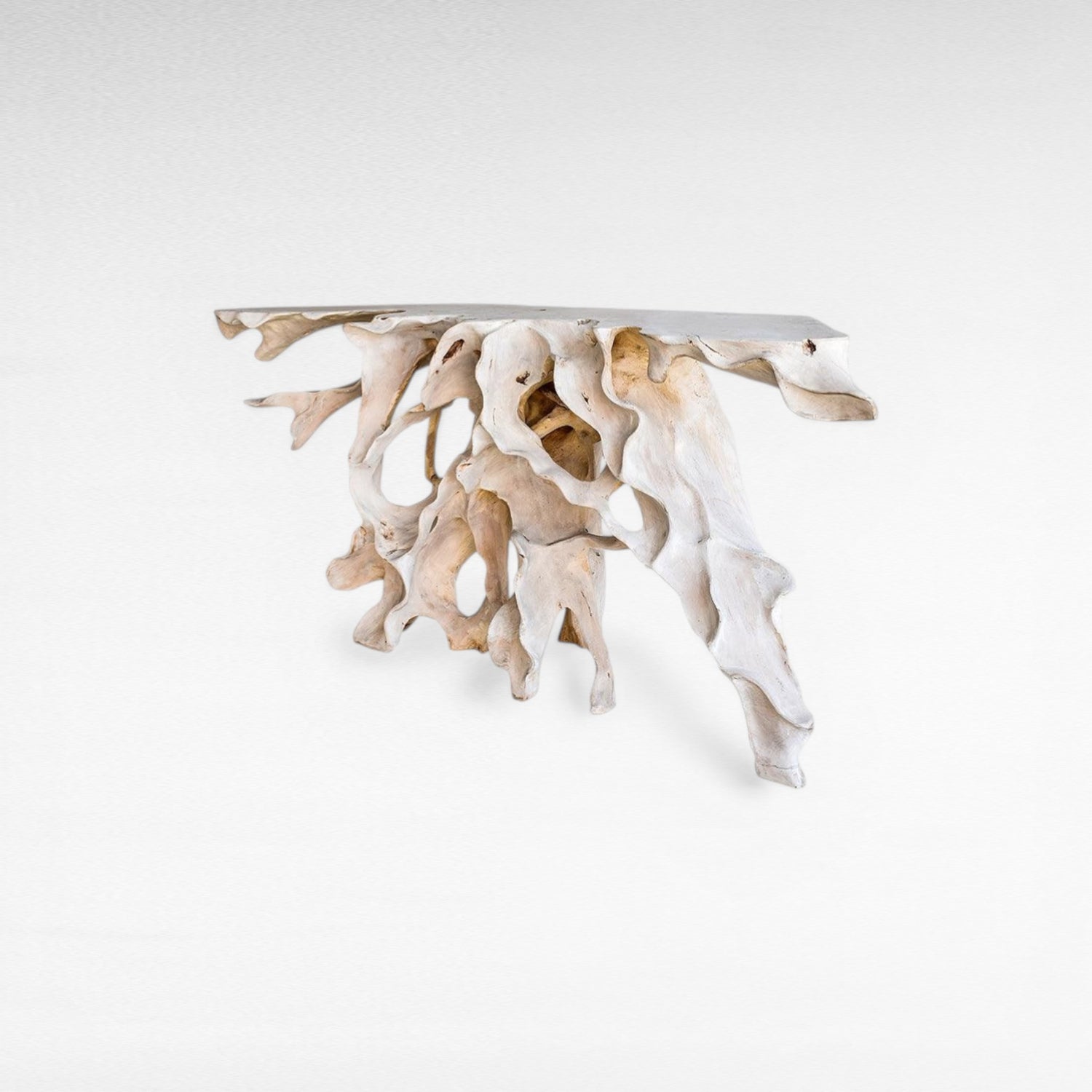 CARVED TEAK CONSOLE W/ GLASS - Chora Mykonos