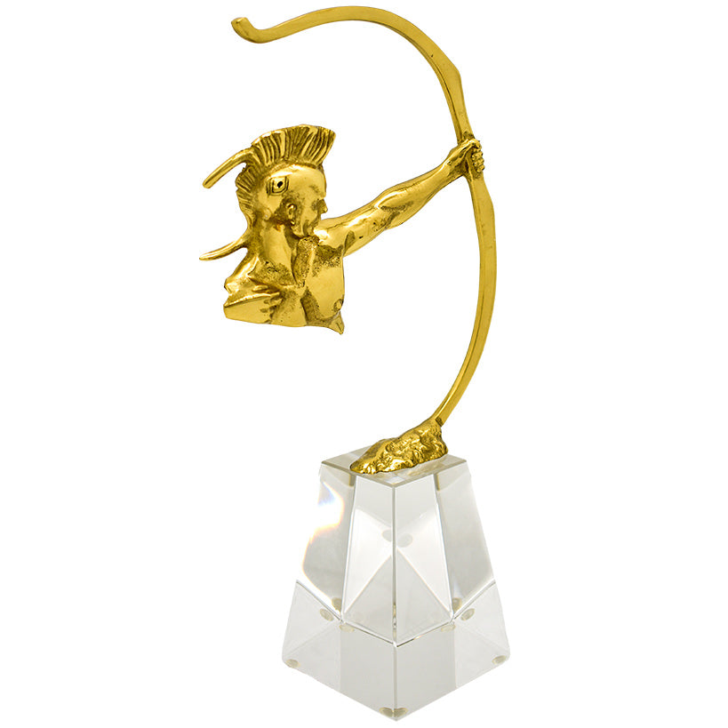 GOLD FIGURINE WITH BOW ON STAND