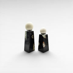 CANDLE HOLDER BLACK SET OF 2 - Chora Mykonos