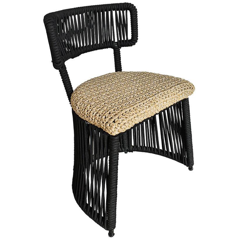 CHAIR ROPE NATURAL AND BLACK 50x45x85cm