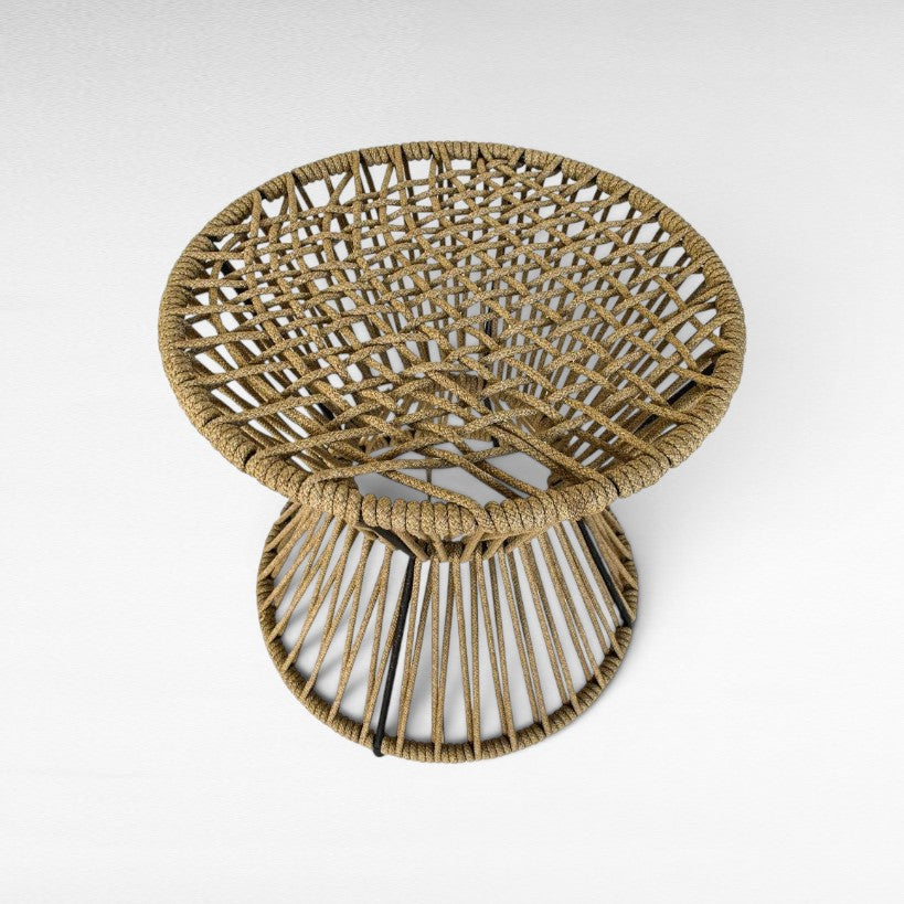 METAL AND NATURAL ROPE SIDE TABLE 60x60x60cm - Chora Mykonos
