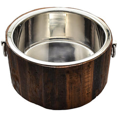 ICE BUCKET WOOD & STAINLESS STEEL OLD NATURAL & SILVER 45x47x25cm - Chora Mykonos
