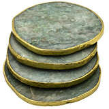 COASTERS GREEN AVEN ROUND SET OF 4 PIECES 10x10x1cm - Chora Mykonos