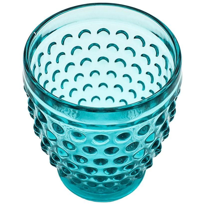 SKY BLUE BUBBLE WATER GLASS 300ML 9x9x11cm - Chora Mykonos