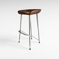 BAR STOOL TEAK WOOD & STAINLESS STEEL - Chora Mykonos