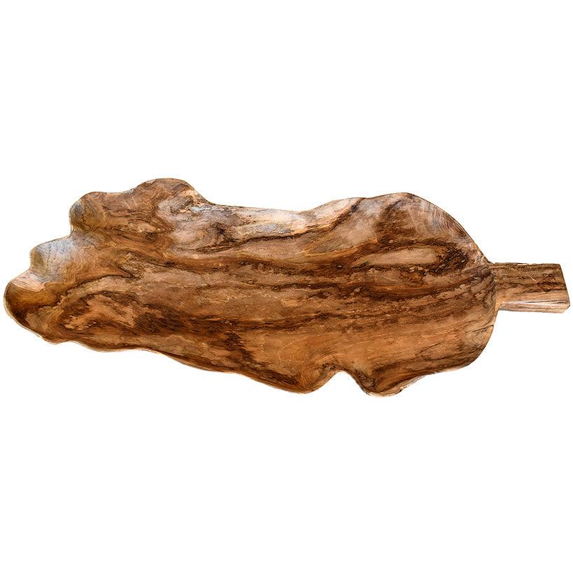 TEAK BOWL LONG IN LEAF SHAPE - Chora Mykonos