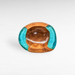 TEAK BOWL RESIN TURQUOISE 30x25x9cm - Chora Mykonos