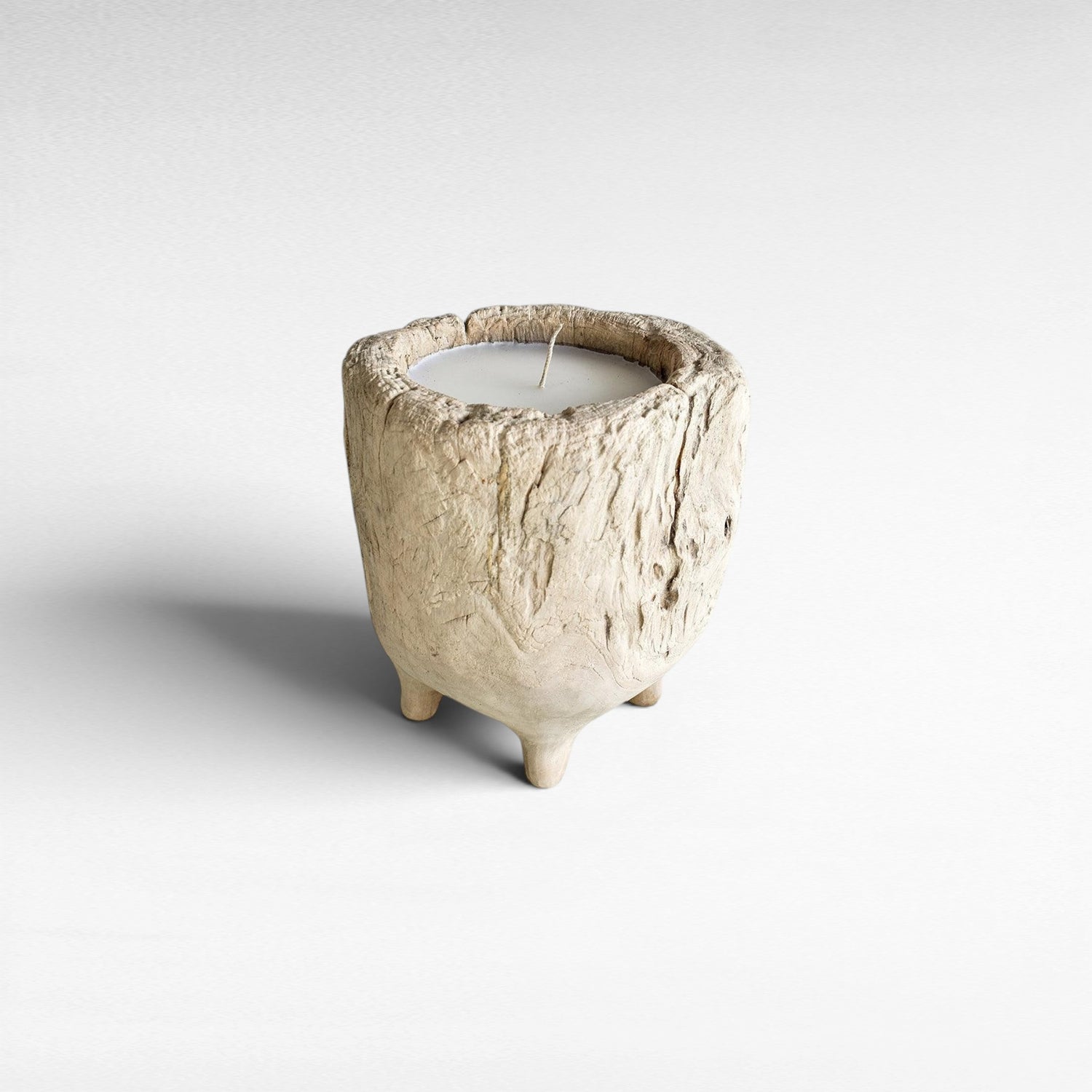 WOODEN BLEACHED CANDLE SMALL - Chora Mykonos