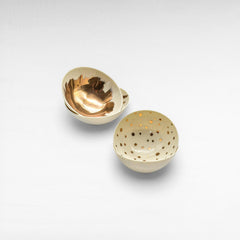 DECOR BOWL PORCELAIN SET OF 4 WHITE & GOLD 10x10x5cm - Chora Mykonos
