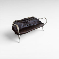 BENCH SUAR WOOD & STAINLESS STEEL BLACK & SILVER - Chora Mykonos