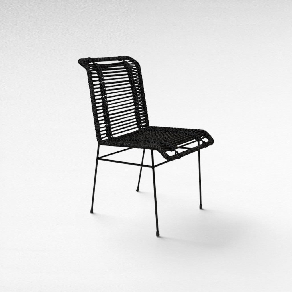 IRON FRAME DINING CHAIR COTTON ROPE W62 |D45 |H85 CM