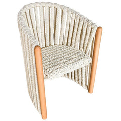 CHAIR ROPE OFF WHITE & TEAK WOOD - Chora Mykonos