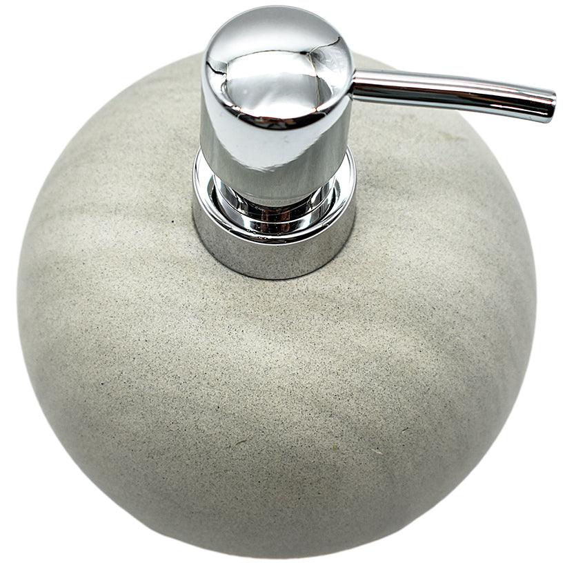 LIGHT GREY OVAL SOAP DISPENSER 15x15x15cm - Chora Mykonos