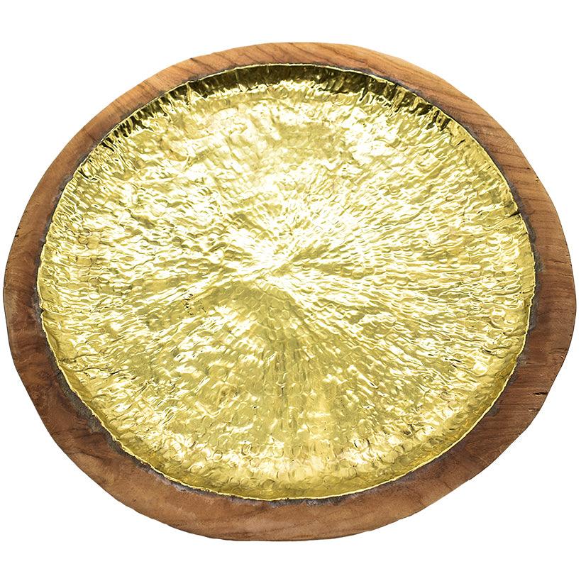 WOODEN TRAY GOLD PLATED - Chora Mykonos