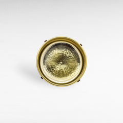 STAINLESS STEEL & WOOD GOLD, HAMMERED 45x45x14cm - Chora Mykonos