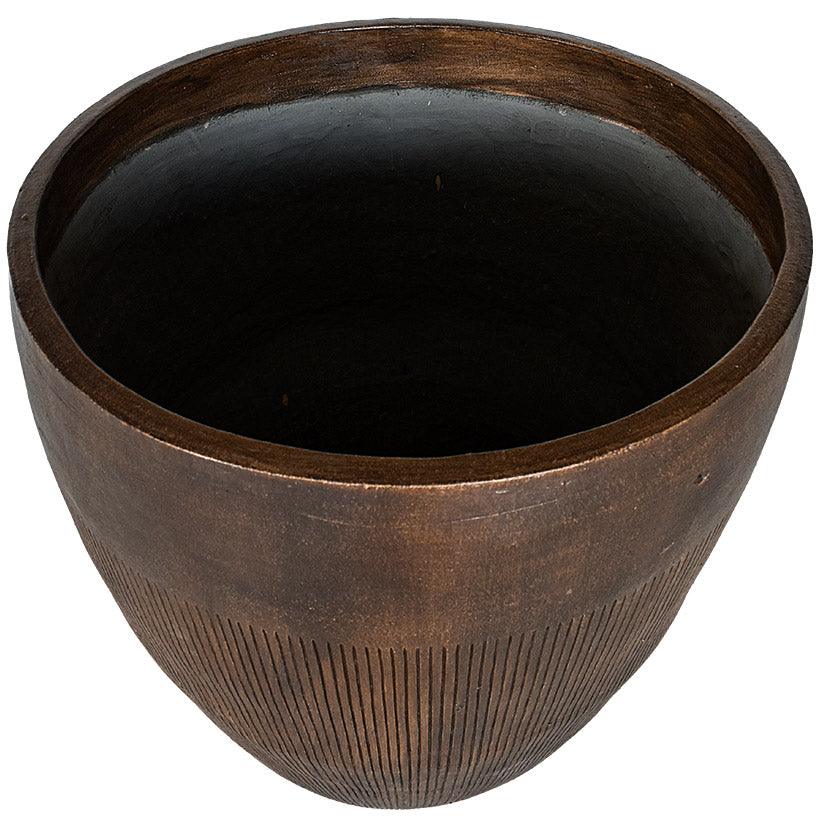 TERACOTTA POT WITH DARK BROWN FINISH - Chora Mykonos