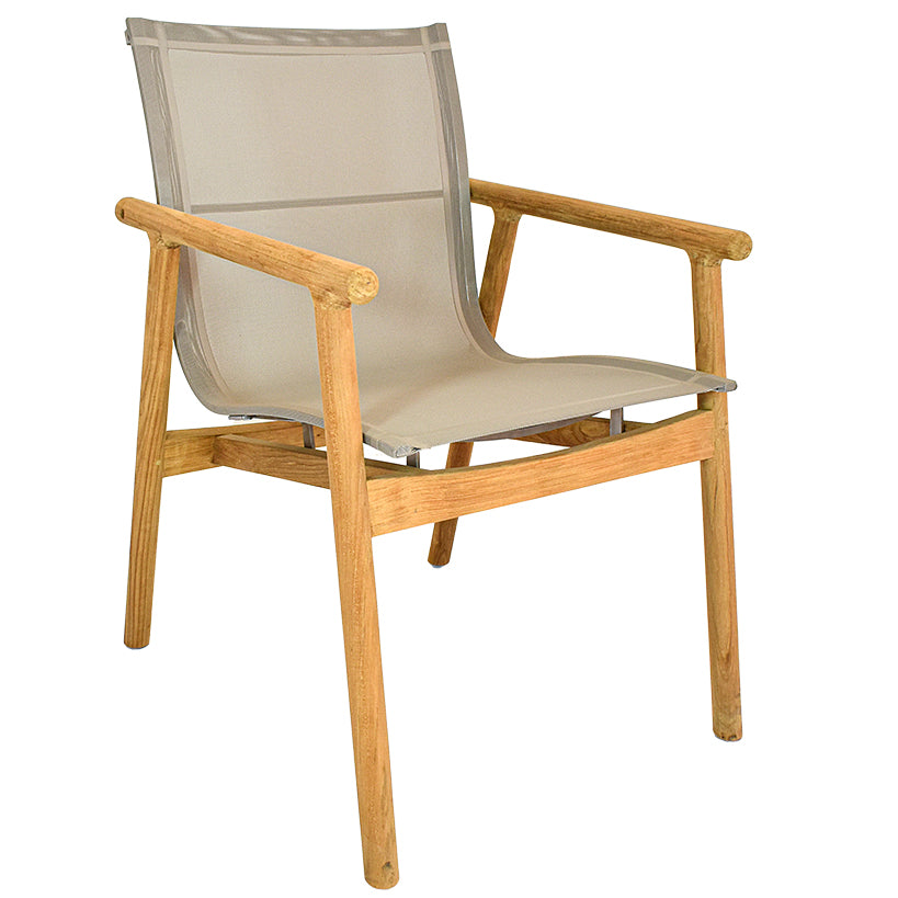 DINING BEIGE ARMCHAIR WITH TEAK WOOD