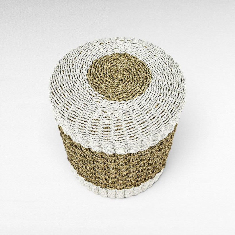 STOOL WHITE & NATURAL Φ40 |H50 CM