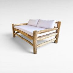 SOFA TEAK WOOD BLEACHED WITH MATRESS 160x100x80cm - Chora Mykonos