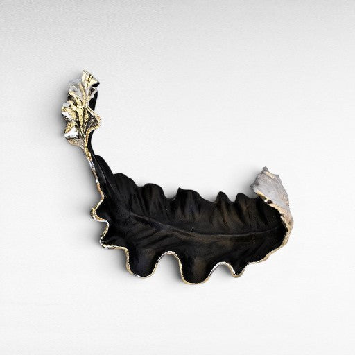 GREY ALUMINIUM LEAF SCULPTURE 47x25x36 CM - Chora Mykonos