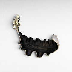 GREY ALUMINIUM LEAF SCULPTURE 47x25x36 CM - Chora Mykonos