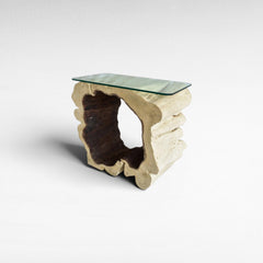 BLEACH TAMARINE CONSOLE TABLE W/ GLASS - Chora Mykonos