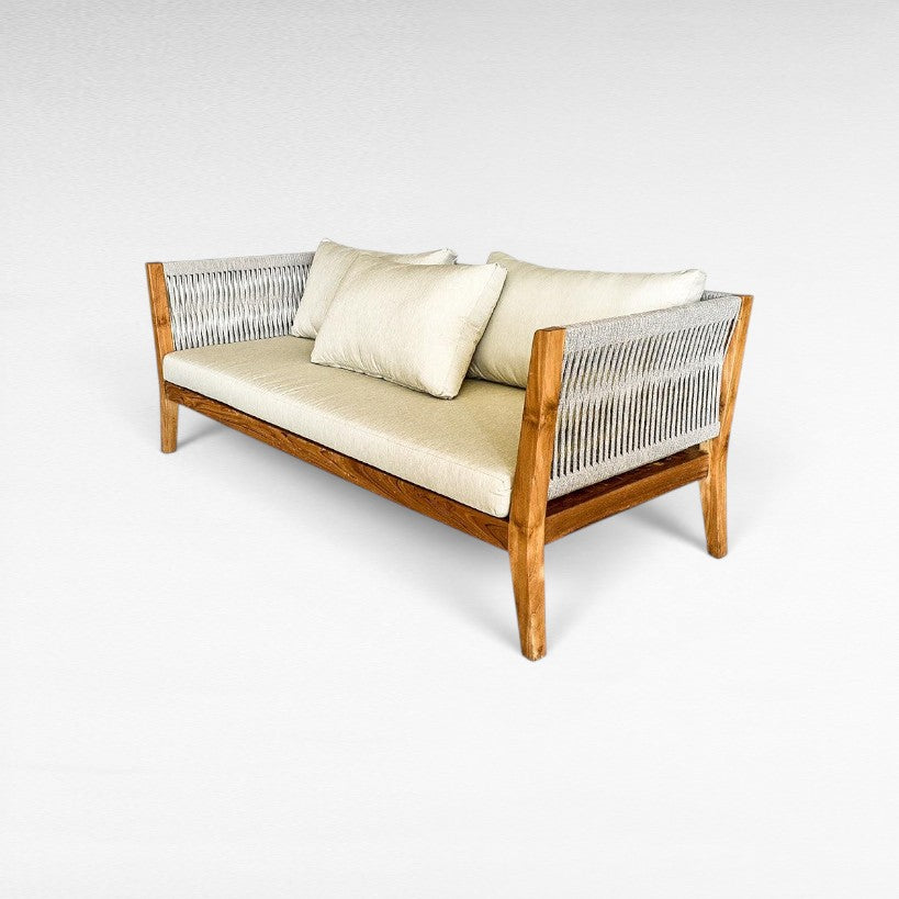 SOFA JERMAN LIGHT GREY ROPE 200x80x75cm - Chora Mykonos