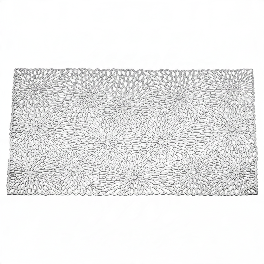 SILVER NON-WOVEN FABRIC TABLE MAT SET OF 4