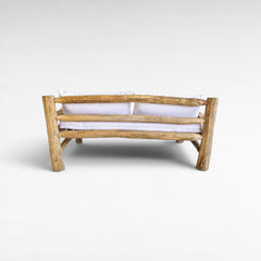 SOFA TEAK WOOD BLEACHED WITH MATRESS 160x100x80cm - Chora Mykonos