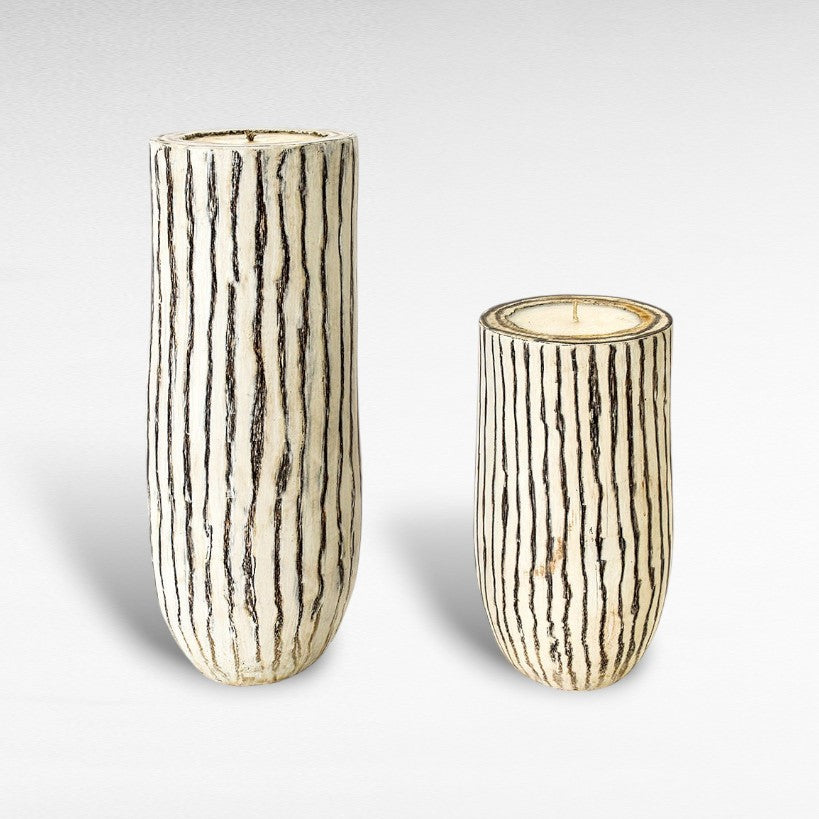 PALM POT CANDLE WHITE WASH 40 X 20